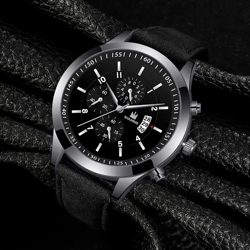 New Watch Men Fashion Casual Leather Belt Watches Fashion Men's Versatile Calendar Business Quartz Watch