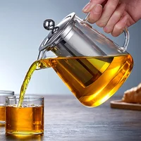 Théière en verre borosilicate résistant à la chaleur avec infuseur amovible en acier inoxydable – Bouilloire à thé transparente pour service de brassage de thé Kung Fu 1