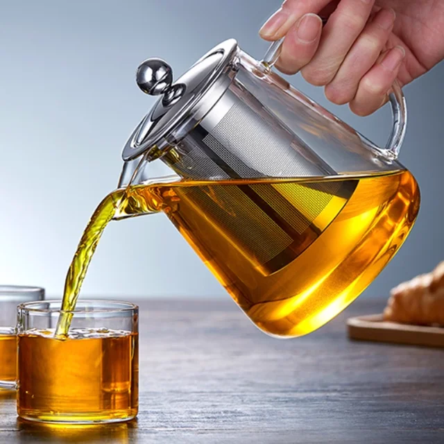 Théière en verre borosilicate résistant à la chaleur avec infuseur amovible en acier inoxydable – Bouilloire à thé transparente pour service de brassage de thé Kung Fu 1