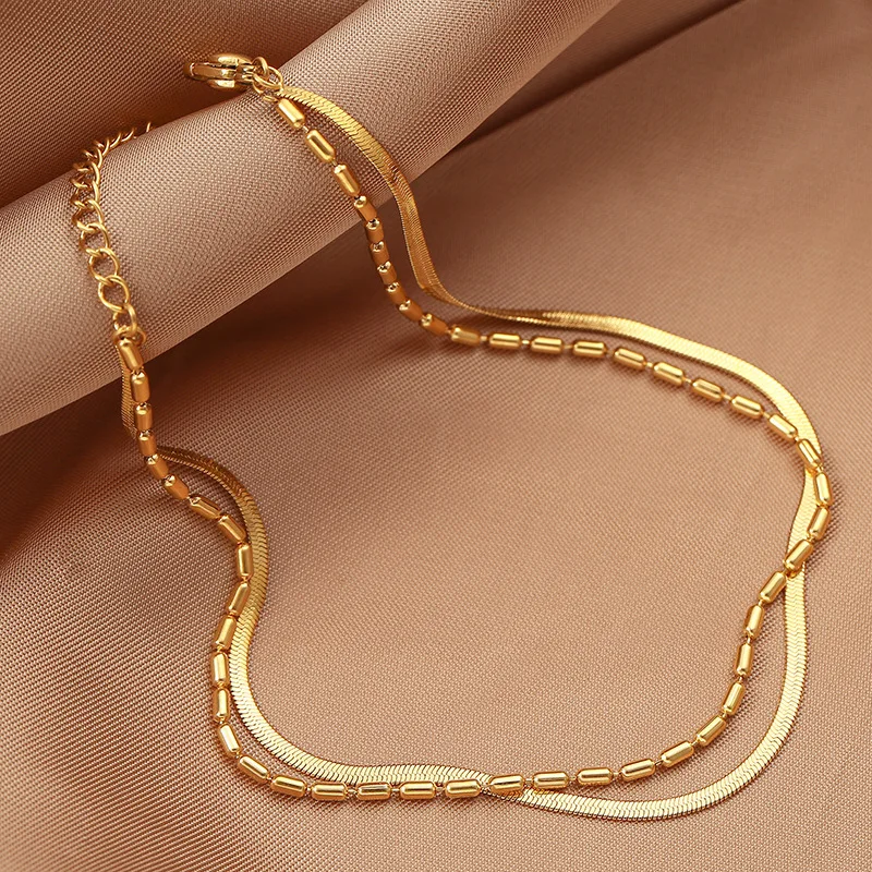 

BOEYCJR Double layer snake chain Bracelet Bangles & Bracelets Fashion Jewelry Gold Color Bracelets for Women or Men