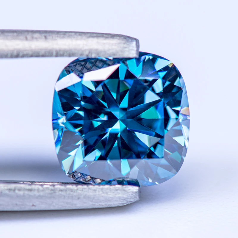 Moissanite Square Cushion Cut Sapphire Blue Color VVS1 for Beads Charms DIY Jewelry Making Rings Materials with GRA Certificate