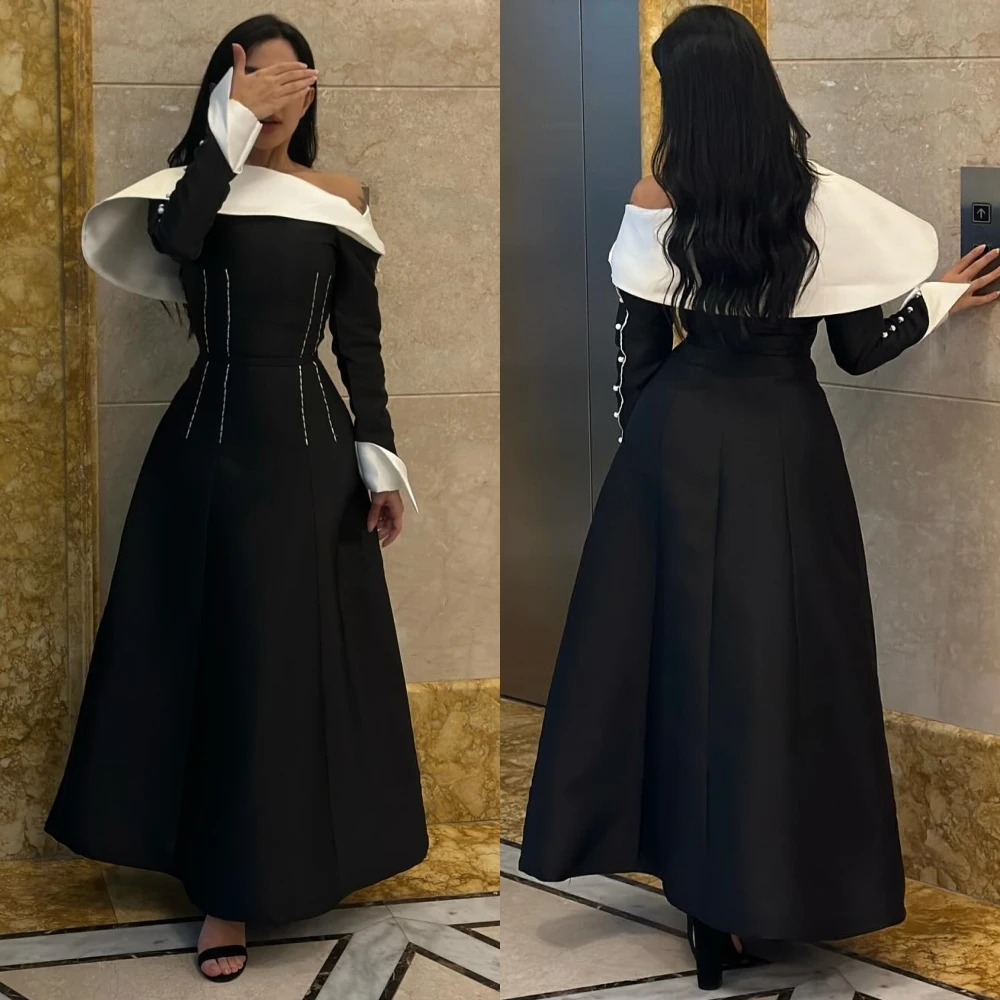 

Prom Dress Evening Saudi Arabia Satin Pearl Quinceanera Ball Gown Off-the-shoulder Bespoke Occasion Midi Es