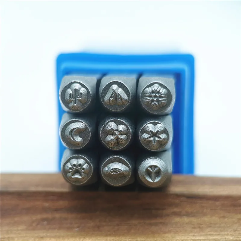 3mm Metal Stamping Set Symbol Steel Punch Custom Logo Pressing Silver Leather DIY Jewelry Making Start Heart Moon Patterns Stamp