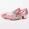 Pink Blue Princess Dance Shoes for Girls Low Heels for Kids Birthday Party Glitter Crystal Diamond Shoe Child Gown Leather Shoes 1