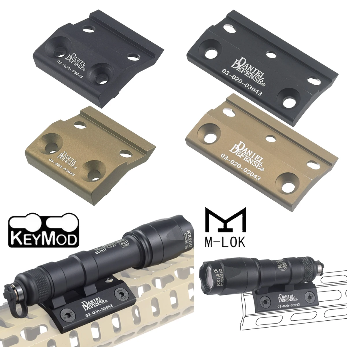 Taktische Scout Licht Seite Montieren DD CNC Keymod M-LOK MLOK Schiene für SUREFIR M300 M600 Taschenlampe Offset Montieren Jagd Zubehör