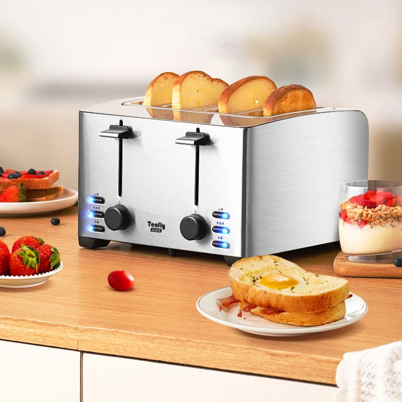 

Stainless Steel Toaster Commercial Hotels Toaster 4-Piece Breakfast Sandwich Toast Hot Sandwich Maker Bread Machine