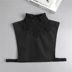 Vintage Lace Floral Detachable Stand Collar for Women - Elegant White False Blouse Collar (Black)