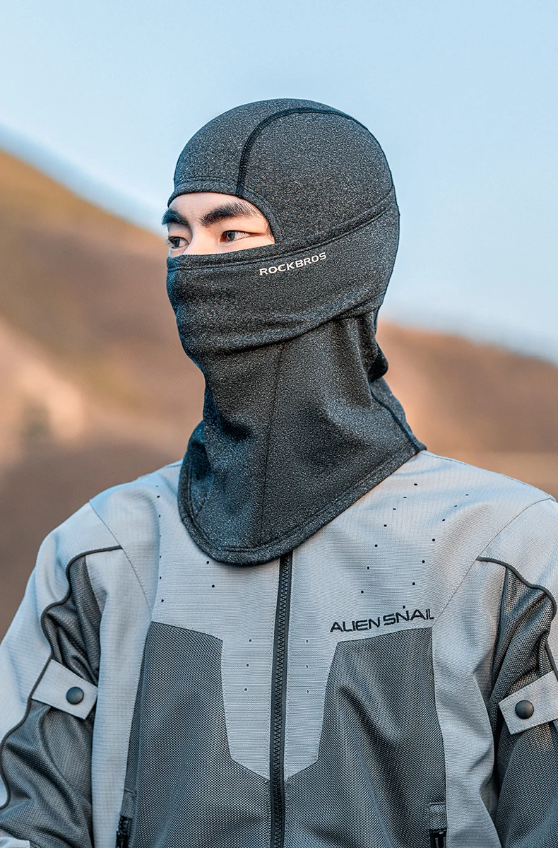 ROCKBROS Winter-Fahrrad-Sturmhaube, winddicht, warm, Fleece, Gesichtsschal, Maske, Outdoor-Sport, Angeln, Ski, Motorrad, Radfahren, Kopfbedeckung – Detail 7