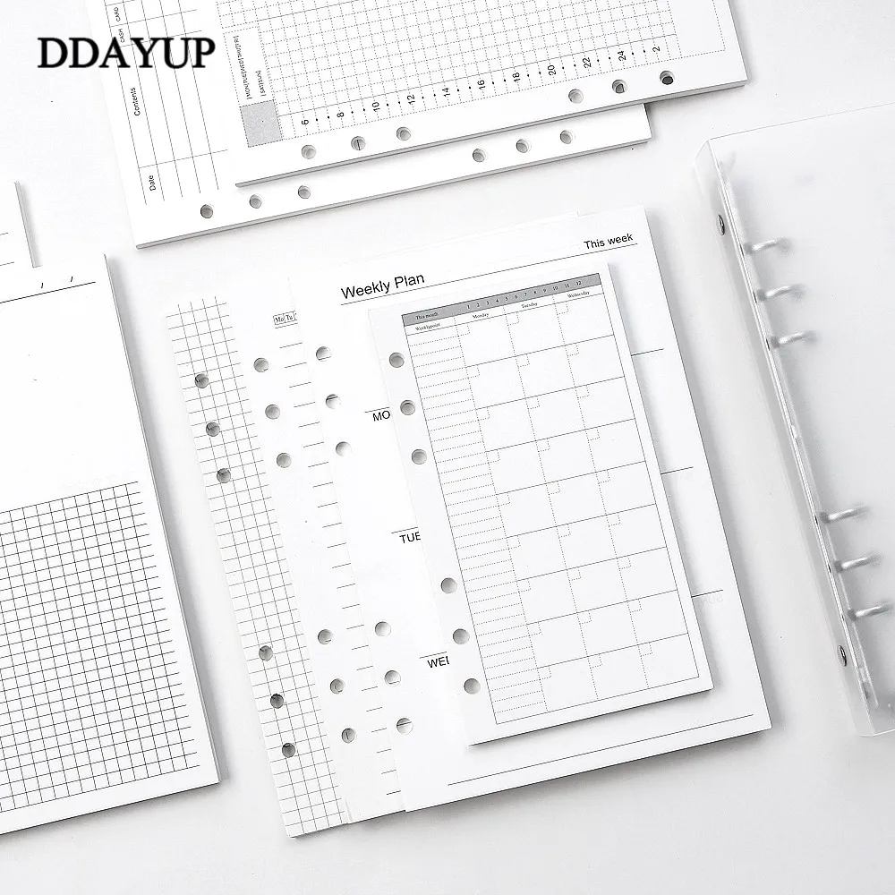 Notebook Refill Paper Refill Binder A5 A6 Loose Leaf Notebook Refill Spiral Binder Inner Page Diary Weekly Monthly Planner To Do List Line Dot Grid Inside Paper