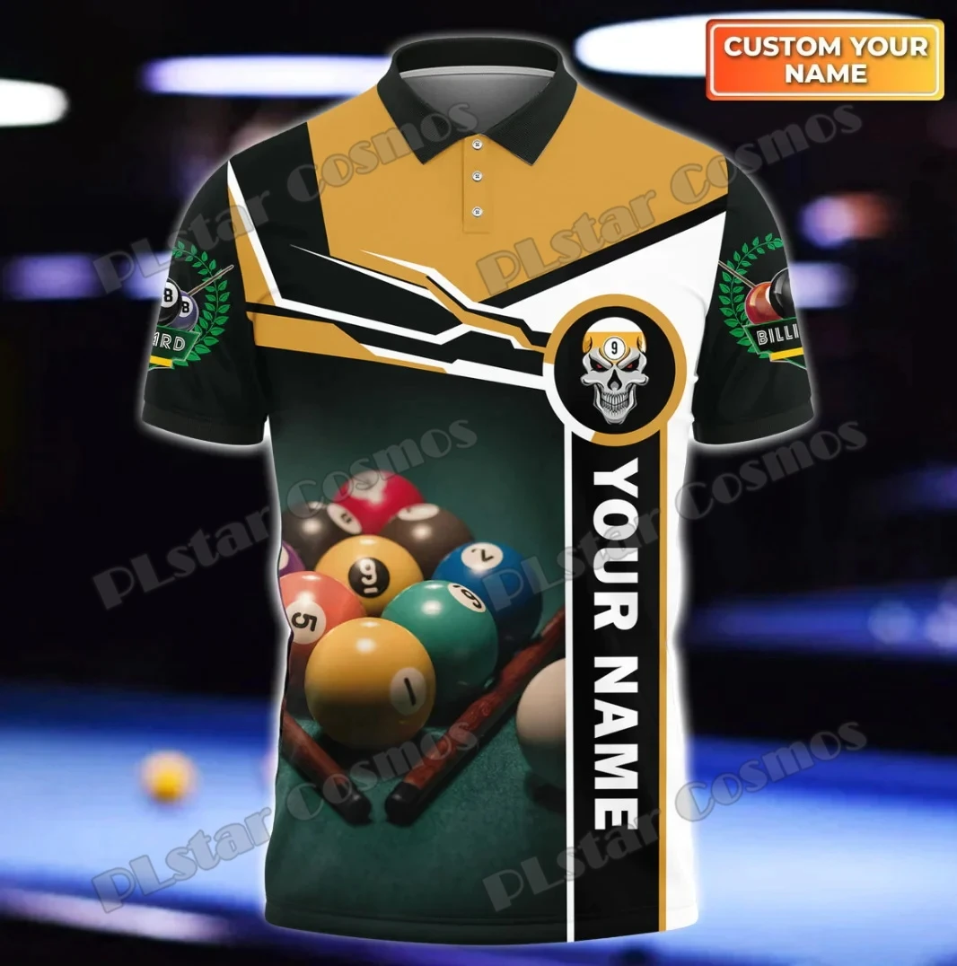 Billiard Skull Player Personalized Name 3D Printed Mens Polo Shirt Summer Street short sleeve shirt Gift for Billiard Lover WK42 – Detail 13