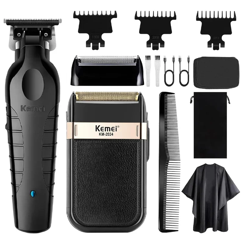 Kemei KM-2299 KM-2024 Professional Barber Cordless Electric Clippers USB Rechargeable Trimmers Hair Cutting Machine