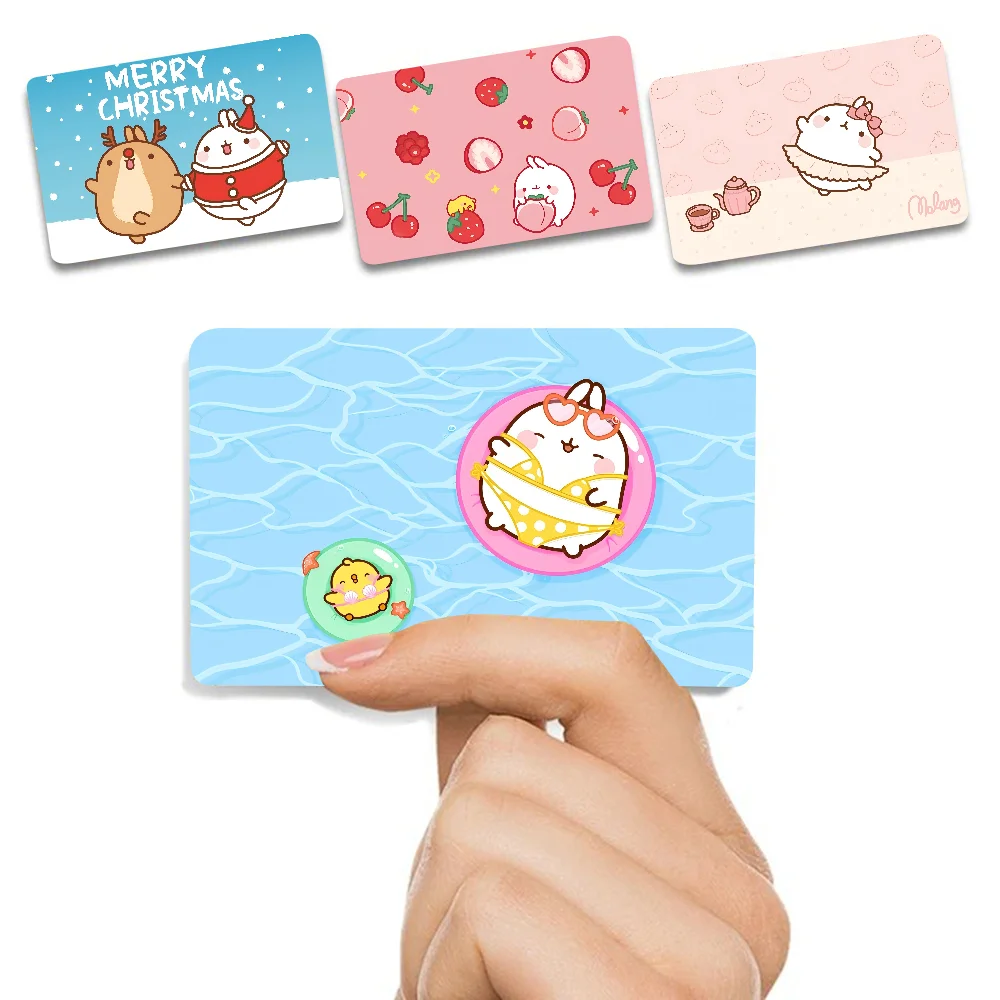 M-Molang Anime Cartoon Skin Stickers Film Tape Case For Big Credit Debit Card Front Side