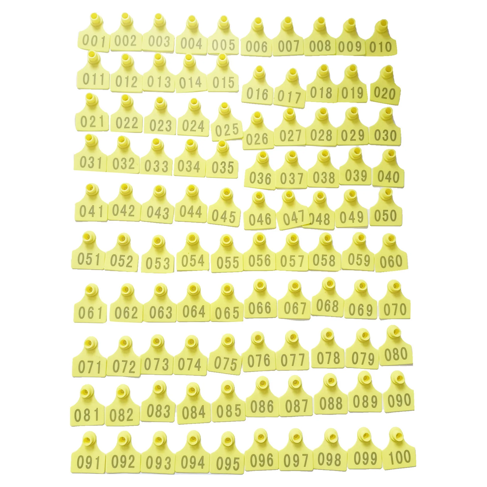 100 Marchi Auricolari Per Animali - In Plastica Gialla, Per Bovini, Pecore, Suini