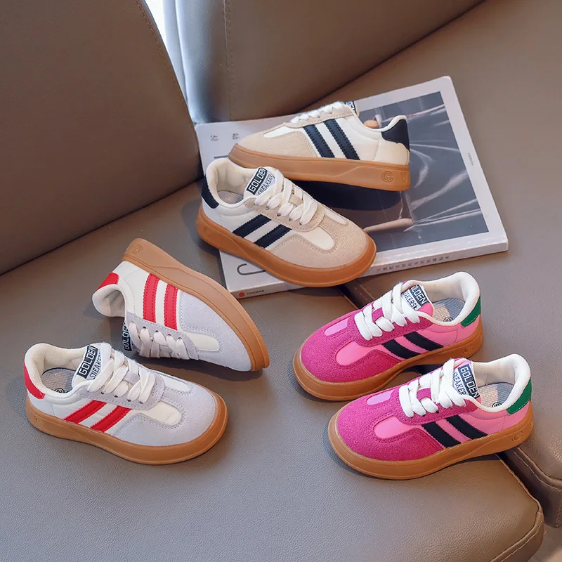 Kids Suede Sports Sneakers Boy Girl Canvas Spring Autumn Solid Trainers