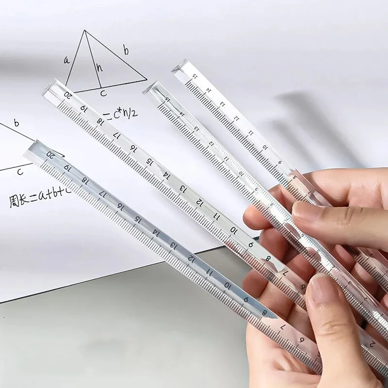 

15cm /20 Cm Simple Transparent Triangular Straight Ruler Kawaii Tools Stationery Cartoon Drawing Office School Measuring Gift