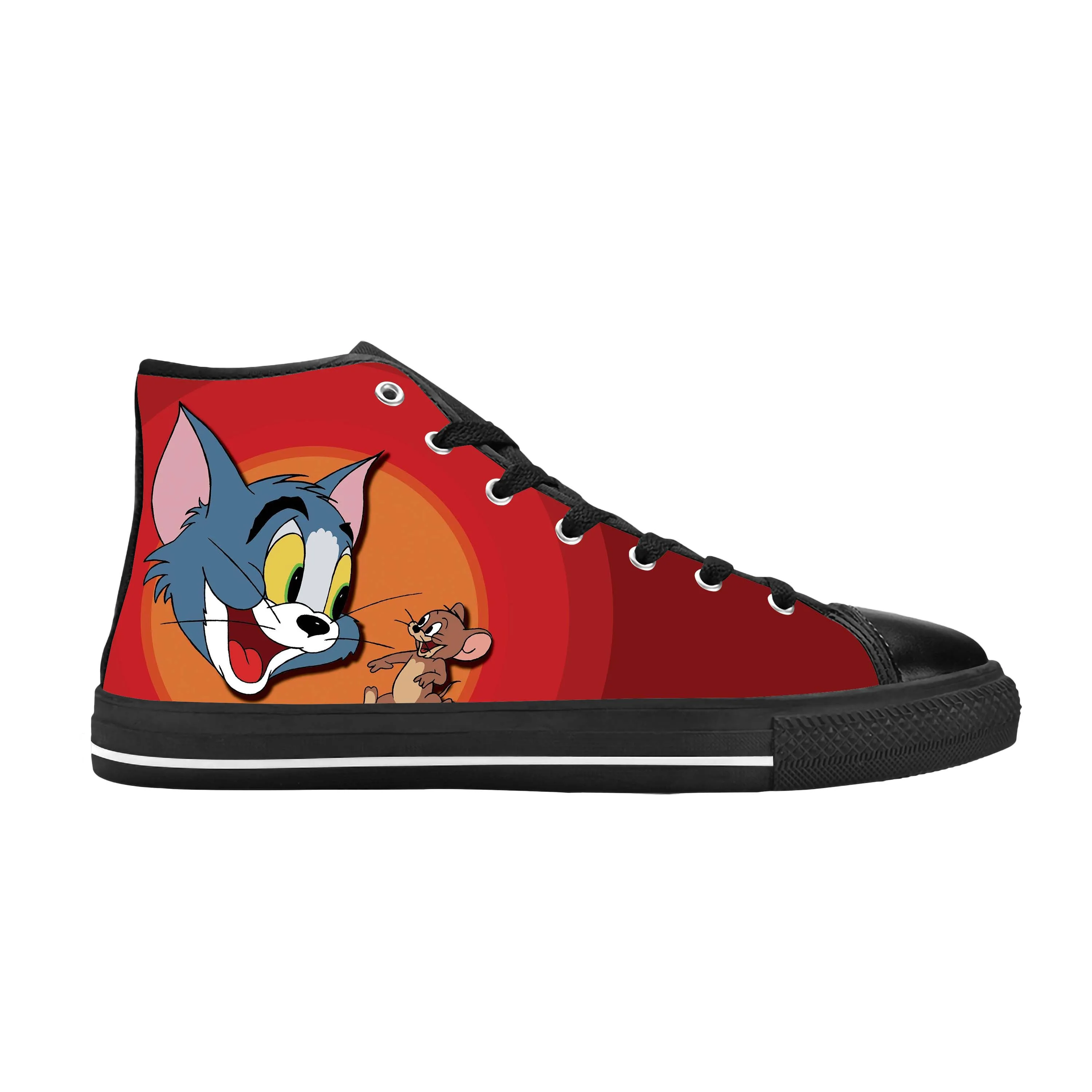 Cat Mouse Anime Cartoon Manga Comic Tom Animal Casual Cloth Shoes High Top Comfortable Breathable 3D Print Men Women Sneakers