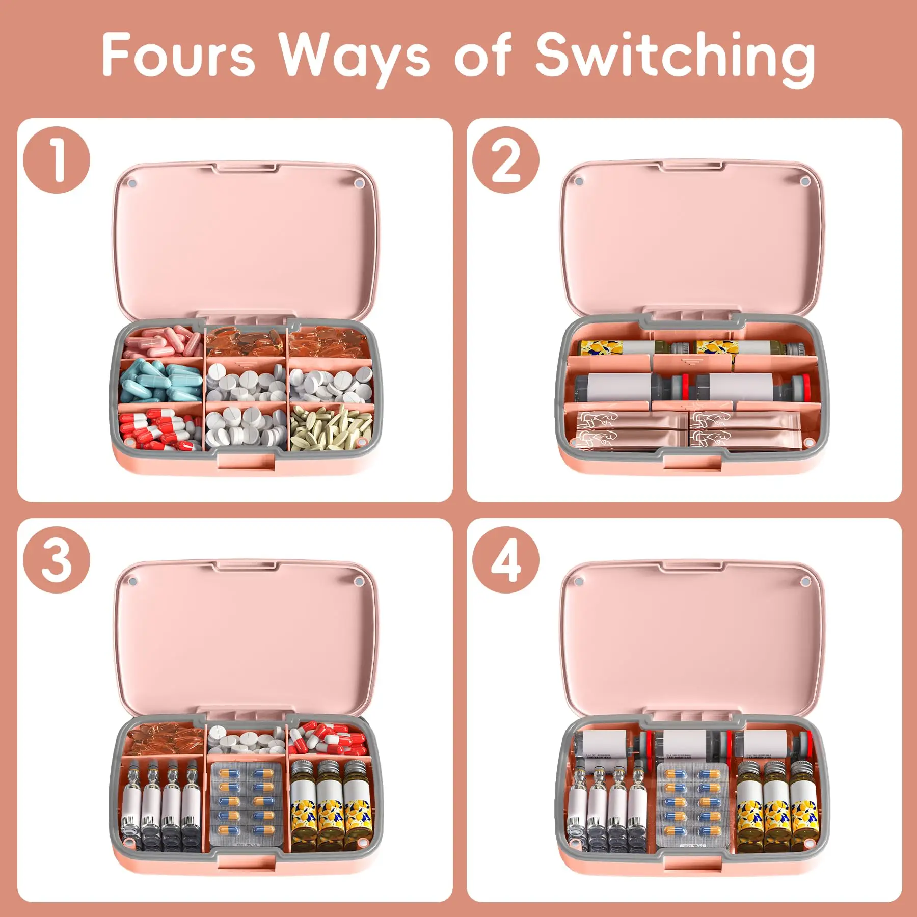 New Magnetic Absorption Box with Lid 9-compartment Sealed Storage Box Large Capacity Portable and Detachable Medicine Box