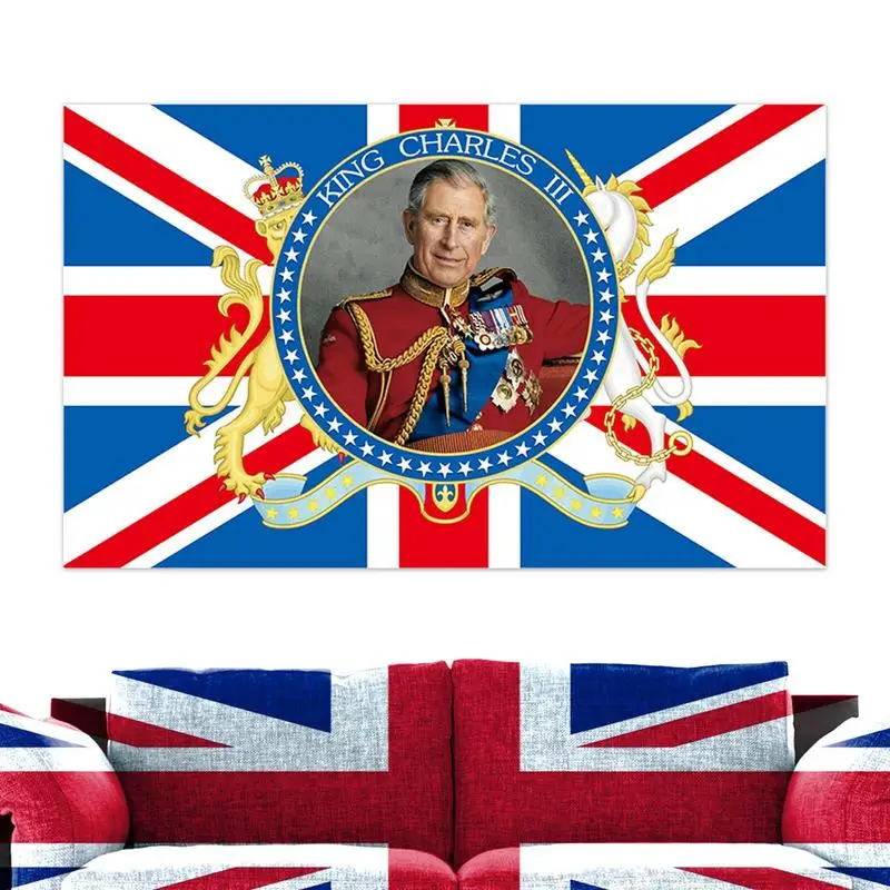 

British Flag King Charles British King Flag 2023 British King Flag Decoration For Garden Coronation Street Parties 5ft X 3ft