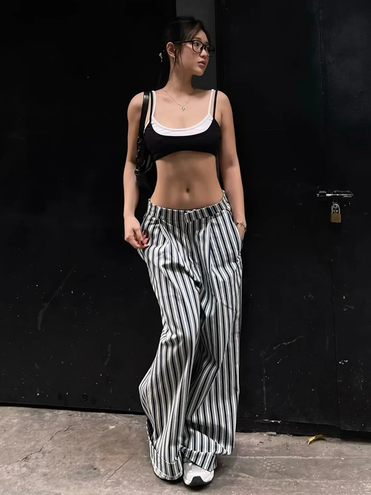 black and white striped pants