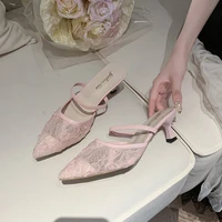 Luxury Designer White Women Wedding Pumps Mesh Embroidered Flowers Back Strap Sexy Slingback High Heel Dress Shoes for Ladies - Image 5