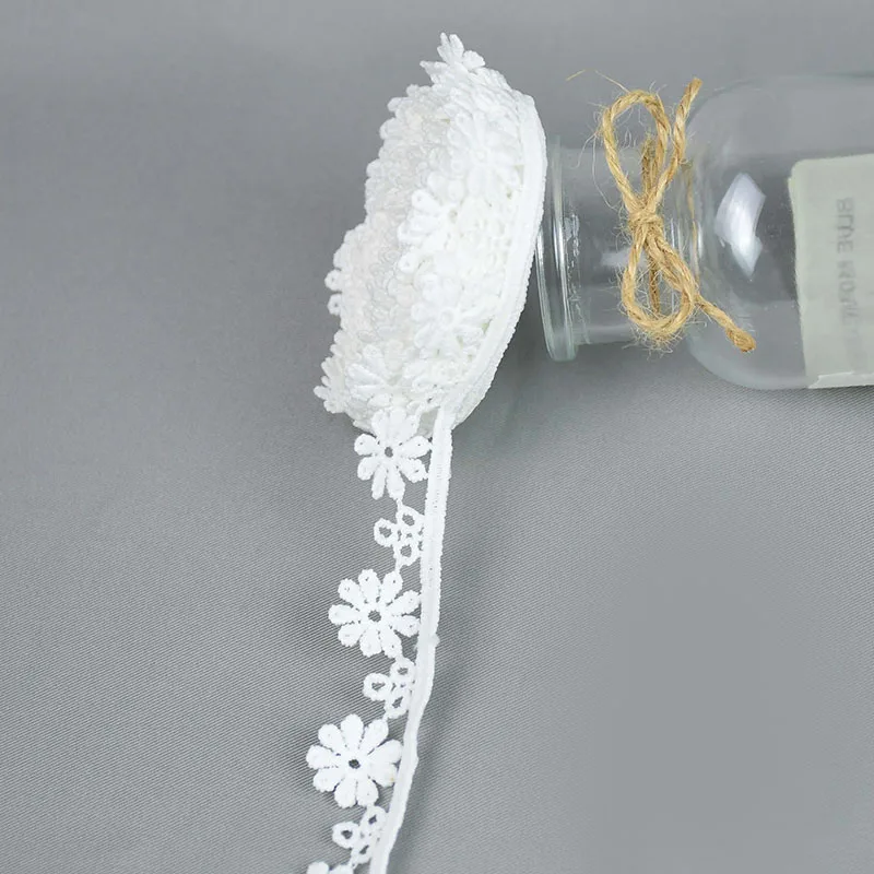 5Yards/lot White Cotton Embroidered Lace Trim Ribbons Fabric DIY Sewing Handmade Craft Materials Garment Clothes Accessories