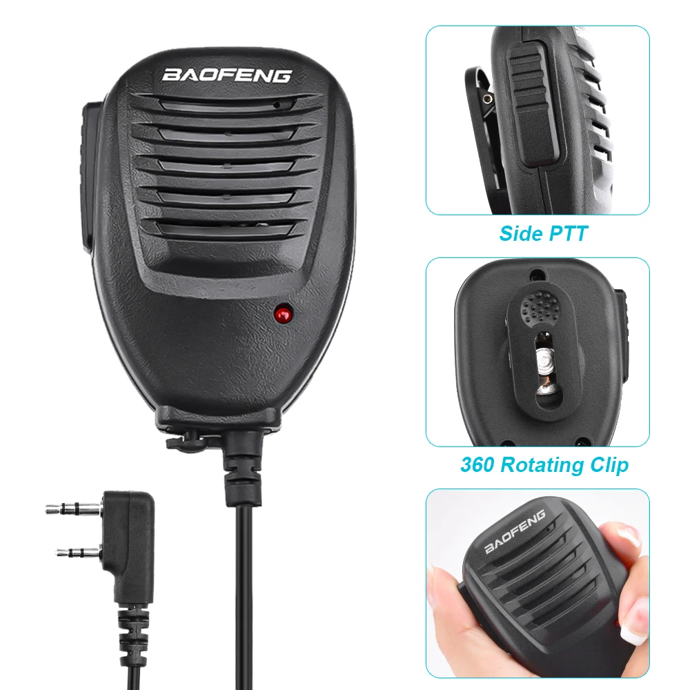 Oreillette En G Avec Micro PTT - Compatible Baofeng, Kenwood (UV-5R, UV-82, BF-888S) - Crochet Réversible, Câble Rétractable - Pour Chantier, Randonnée, Sécurité - 3