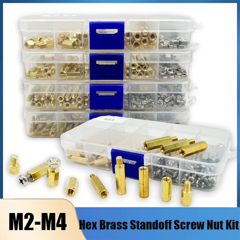 Kit de Latão Standoff para Pcb Circuit Board Coluna Sextavada Porca Parafuso Placa Mãe Spacer Nut m2 M2.5 m3 m3 m4