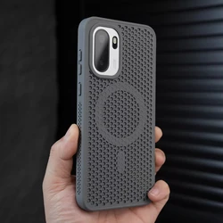 Enhanced Cooling Honeycomb Mesh Magnetic Shockproof Protective Cover Case in Hard PC+TPU for OnePlus Ace 6T (GRAY)