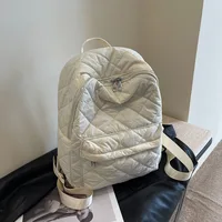 Women Casual Puffer Knapsack Large Capacity Quilted Laptop Backpack Solid Color Quilted Daypack Soft for Travel Working Vacation 1