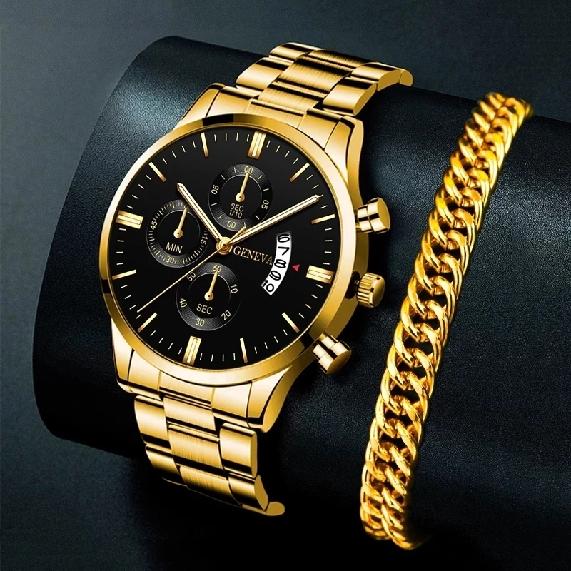 Luxury Mens Sports Watches Men Fashion Business Stainless Steel Analog Quartz Wristwatch Male Casual Gold Bracelet Watch Clock