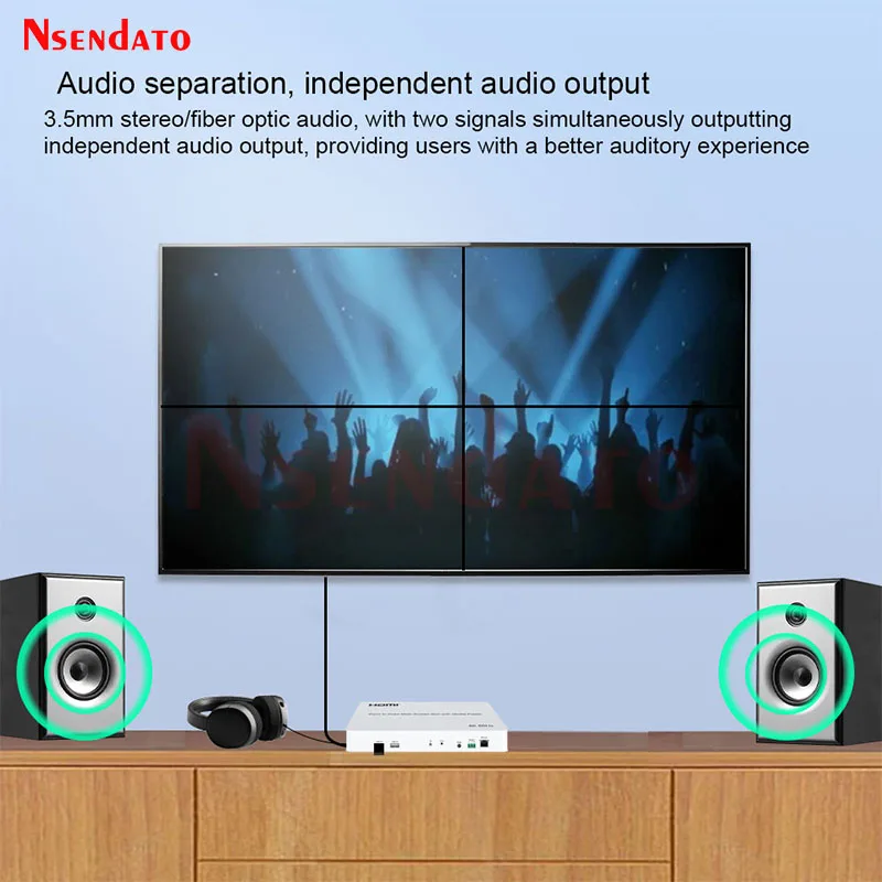 4K 60hz 2x2 Point to Point Multi-screen HDMI Splicer Box With HDMI Media Player For U Disk  vertical horizontal Screen Splicer