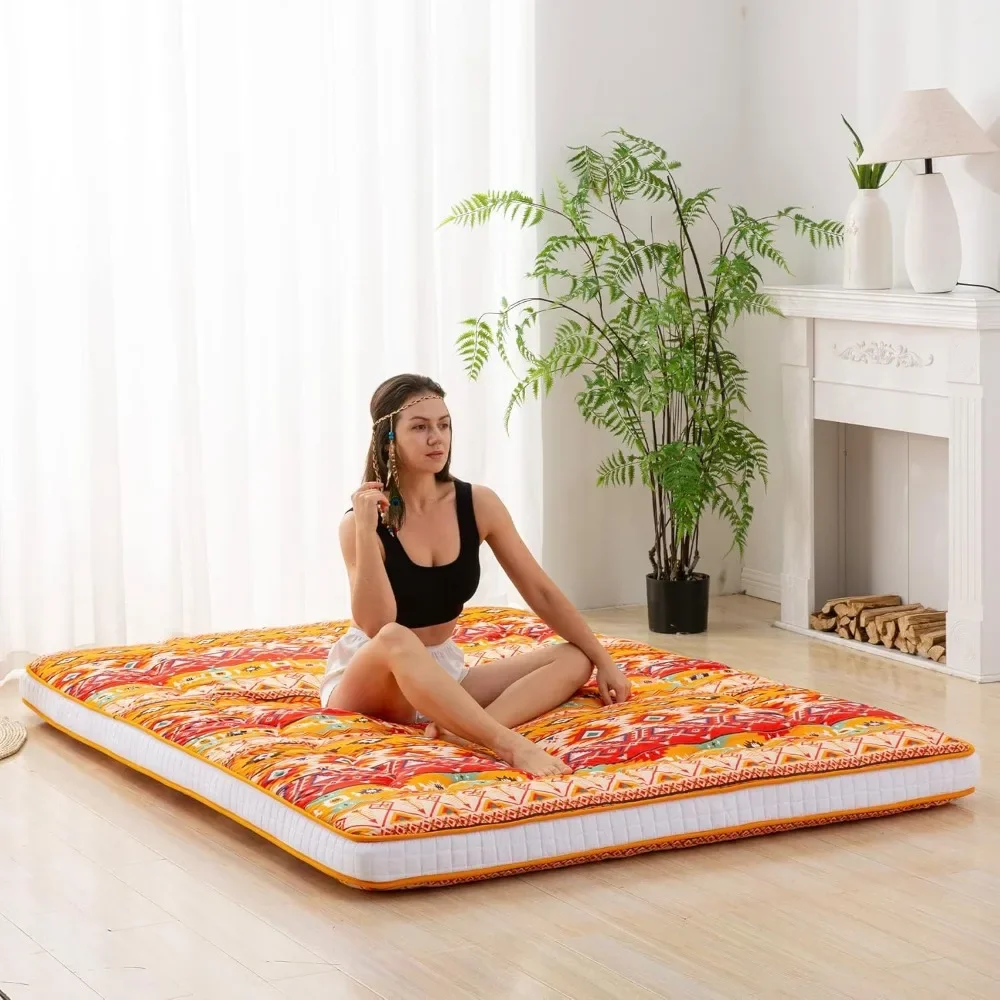Japanese Floor Futon Mattress Extra Thick Folding Roll Up Bed Topper Mat for Guest Double Mattresses Lounger and Tavel Matress 6