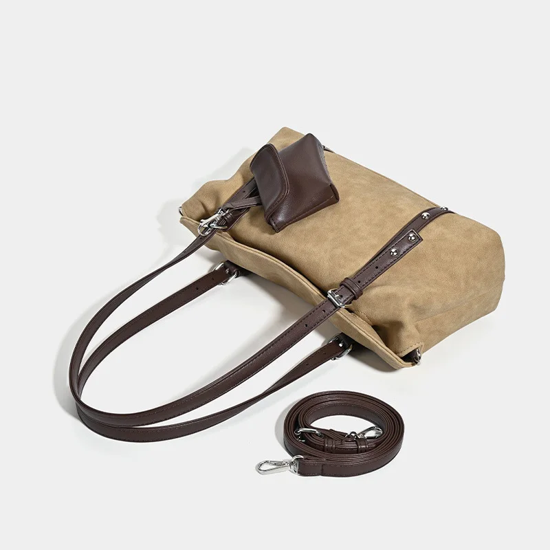 New Vintage Design Top Layer Single Shoulder Bag Versatile Autumn Winter Crossbody Bag for Commuting Square Shape Leather Bag