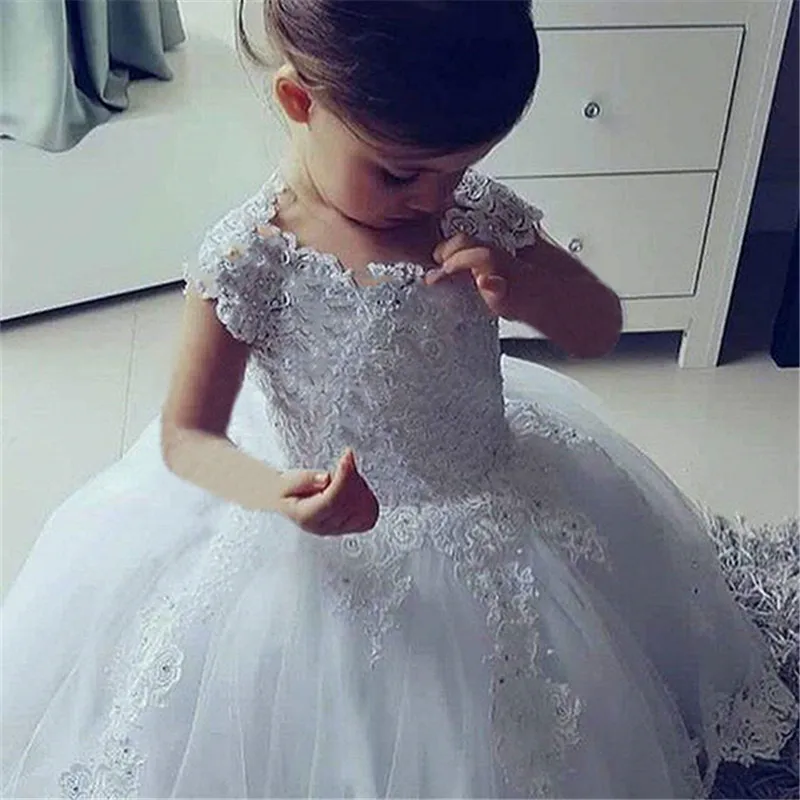 Sleeveless Ball Gown Flower Girls Dresses with Floral Appliqu&eacute;, Floral Appliqu&eacute; Dress, Flower Girl Dresses