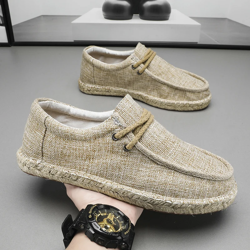 Men Causal Shoes Breathable Wide Slip On Canvas Sneakers Male Linen Shoes Summer Fashion Espadrilles Men Trend New Loafers