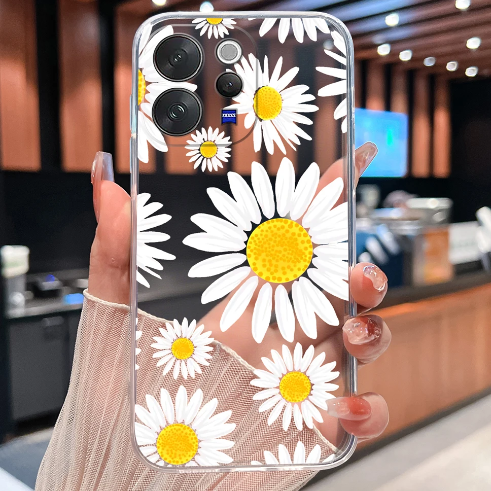 Daisy Floral Clear Shockproof TPU Silicone Phone Case
