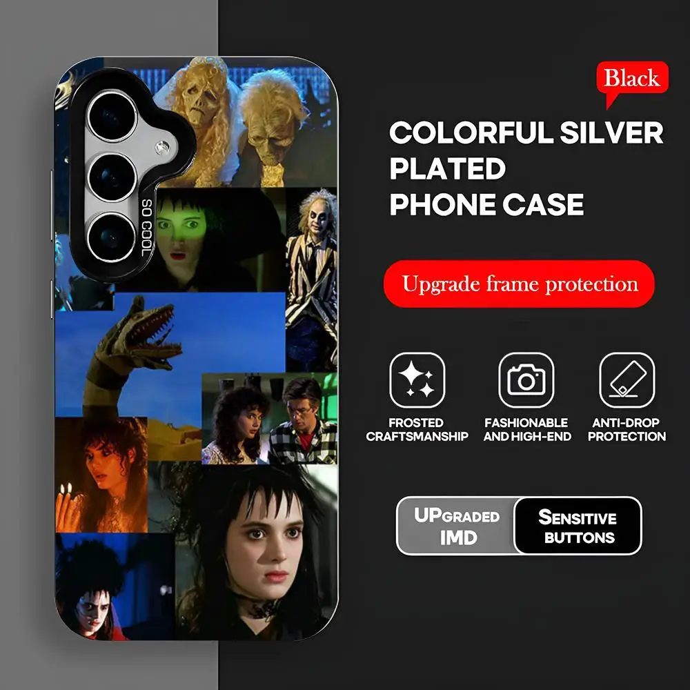 Funda para teléfono B-Beetlejuice 2, funda para S25, funda para teléfono IMD colorida, funda plateada adecuada para Amsung Galaxy S24 S23 S22 S21 S20 Plus U