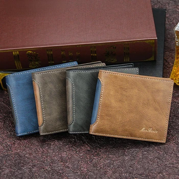 Men s Wallet Made of Leather Wax Oil Skin Purse for Men Coin Purse Short Male