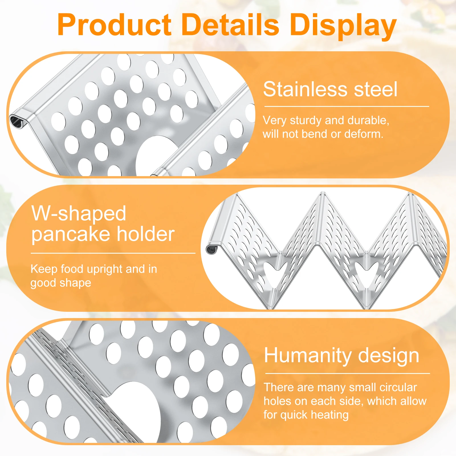 4Pcs Taco Holder Stainless Steel Taco Holder Stand Taco Rack Holds Up to 3 Tacos Grill Oven and Dishwasher Safe Taco Stand