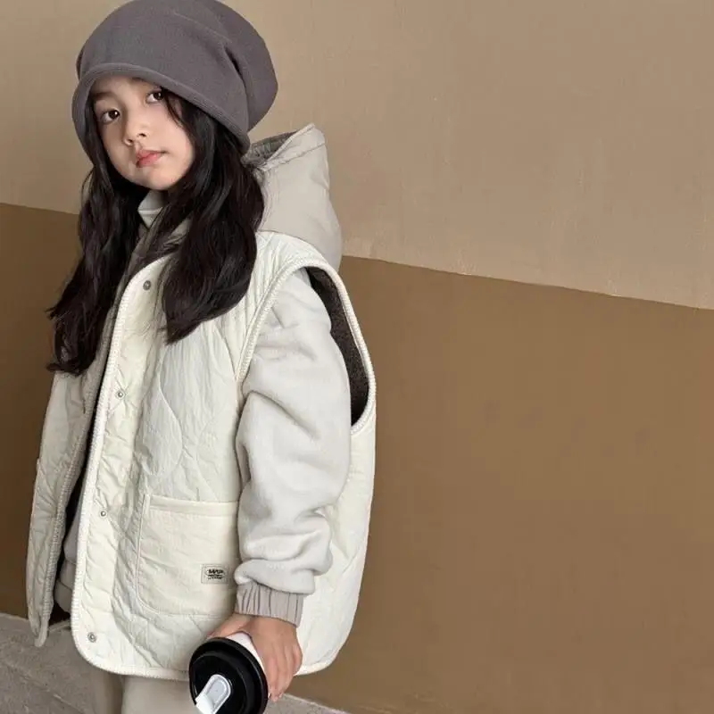 소년 소녀 따뜻한 조끼 가을 겨울 양면 조끼 단색 민소매 탑 편안한 어린이 의류 4-12세