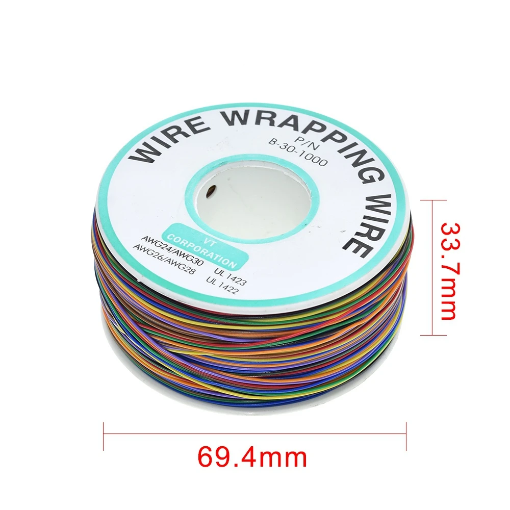 포장 와이어 절연 와이어 B-30-1000 UL1423 0.25mm 주석 도금 구리 솔리드 PVC 케이블 브레드보드 점퍼 와이어 커넥터, 8 30AWG