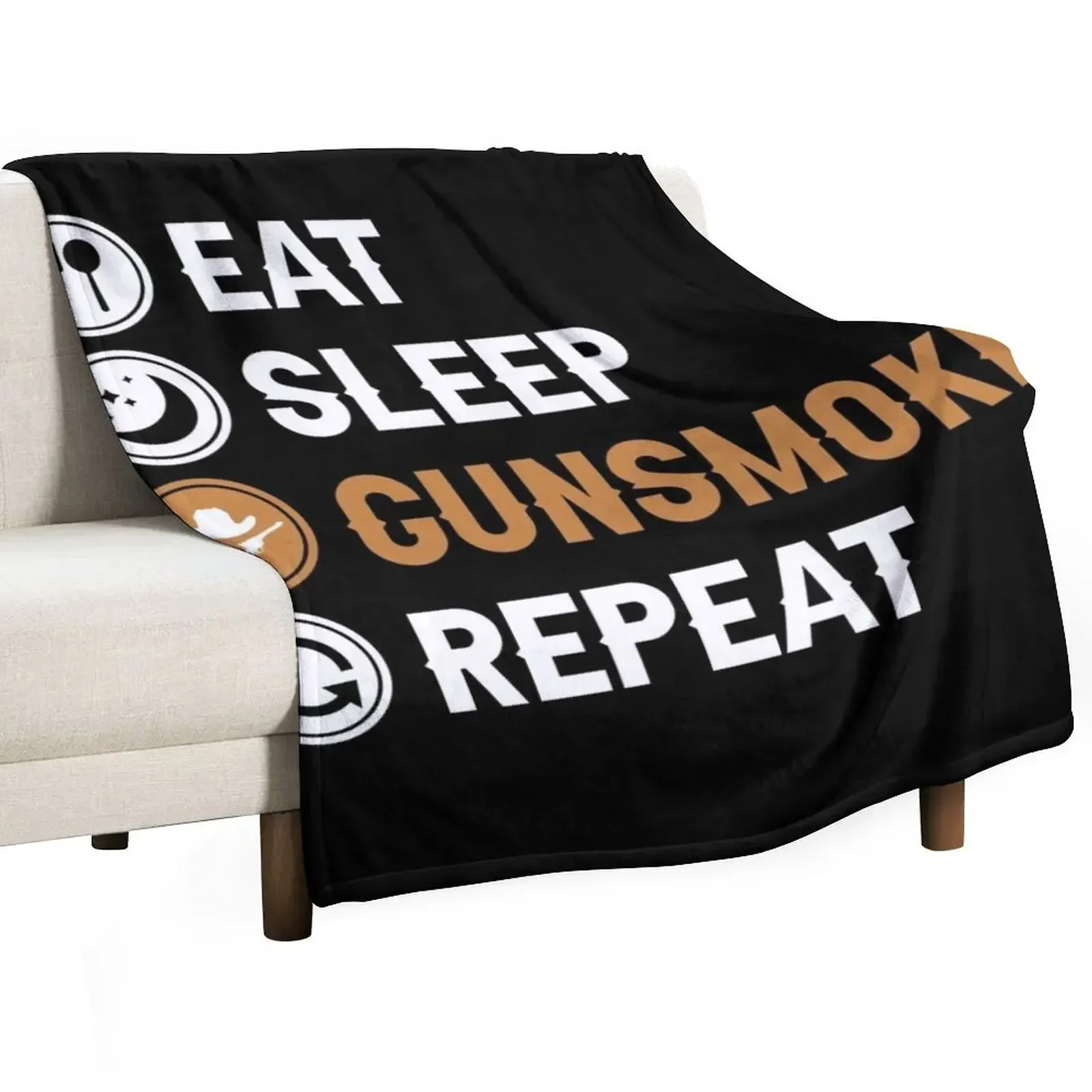 

Eat Sleep Gunsmoke Repeat Throw Blanket Soft Blankets Sofas Of Decoration warm winter Luxury Blankets