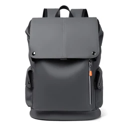 Premium PU Leather Waterproof Men's Laptop Backpack with USB Charging Port - Ideal for Business and Urban Use (GRAY)
