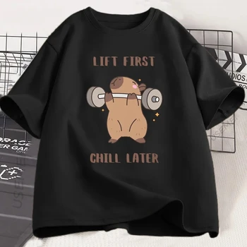 Capybara Gym T-Shirt Men Women Sports Weightlifting Tee Workout Fitness T Shirt Top Unisex Softstyle Loose Tshirt Clothes 1