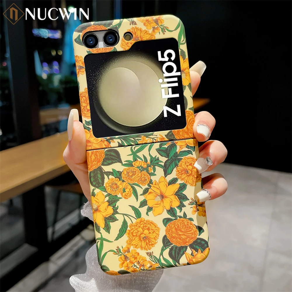 Per Samsung Galaxy Z Flip 5 4 3 Ins Custodia Per Fiori Piccoli Francesi Per Samsung Zflip 5 Z Flip 4 Flip 3 Zflip5 Fashion Anti Drop Cover