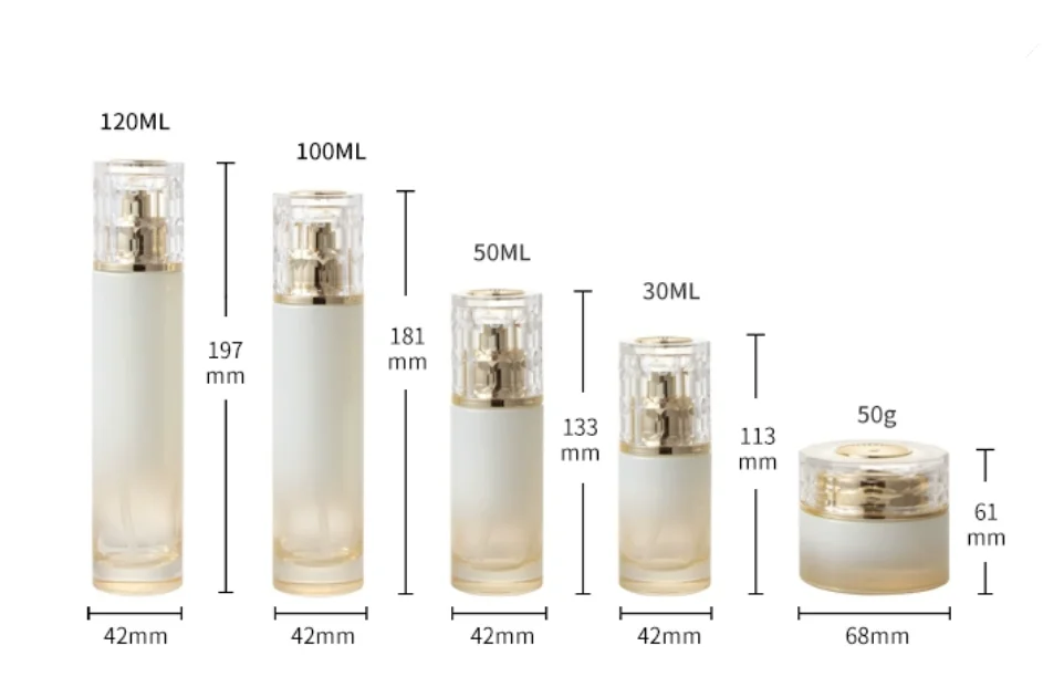 6pcs Glass Cosmetic Containers Set – 30g 50g Cream Jars + 30ml 50ml 100ml 120ml Empty L... - SKU CBGS1914 - UGI Packaging