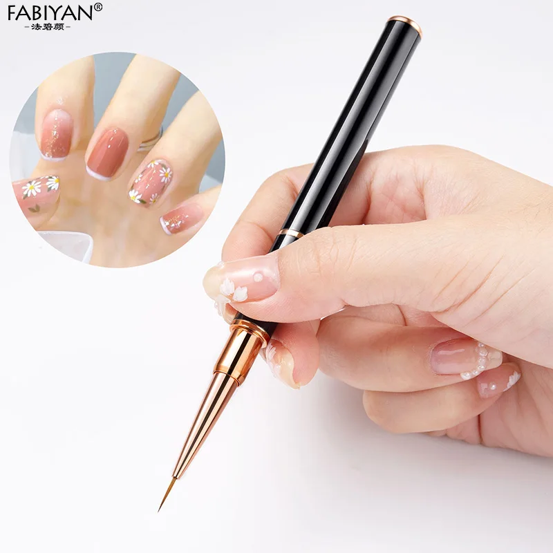 Double ended Nail Art Painting 5/7/9/11/15/20mm Nail Liner Brush Drawing Flower Striping Manicure Tools 3