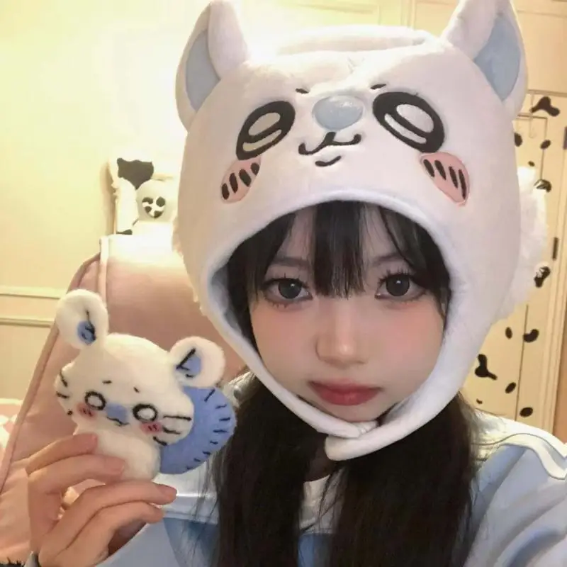 Kawaii Chiikawa Hachiware 3D Ears Hat Cartoon Anime Accessories Cosplay Plush Head Hat Photo Prop Gift