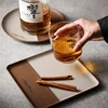 Stainless Steel Leather Storage Tray French Elegant Brown Desktop Key Jewelry Storage Tray Aromatherapy Storager Organizer 2