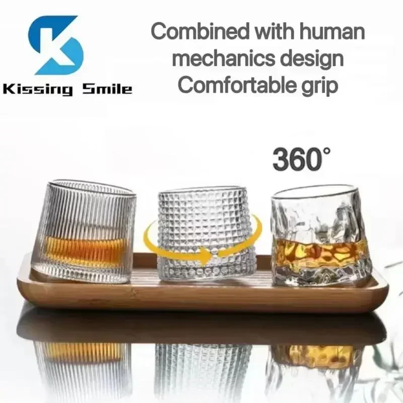 Rotating Whisky Glass Tumbler Water Cup Set 1pcs 2pcs 3pcs Gift Drinking Alcohol Container Barware Wine Cabinet Bar Accessories whiskey glass,drinking glasses set